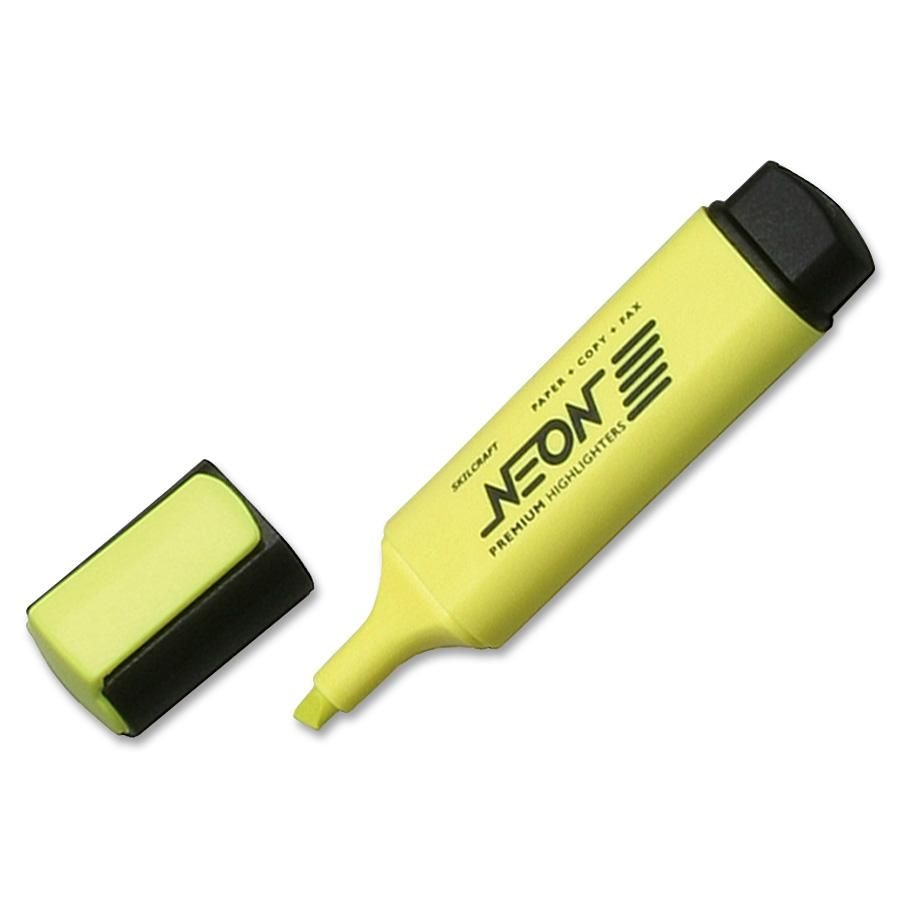 Skilcraft Neon Yellow Highlighter 12 Pack Ld Products