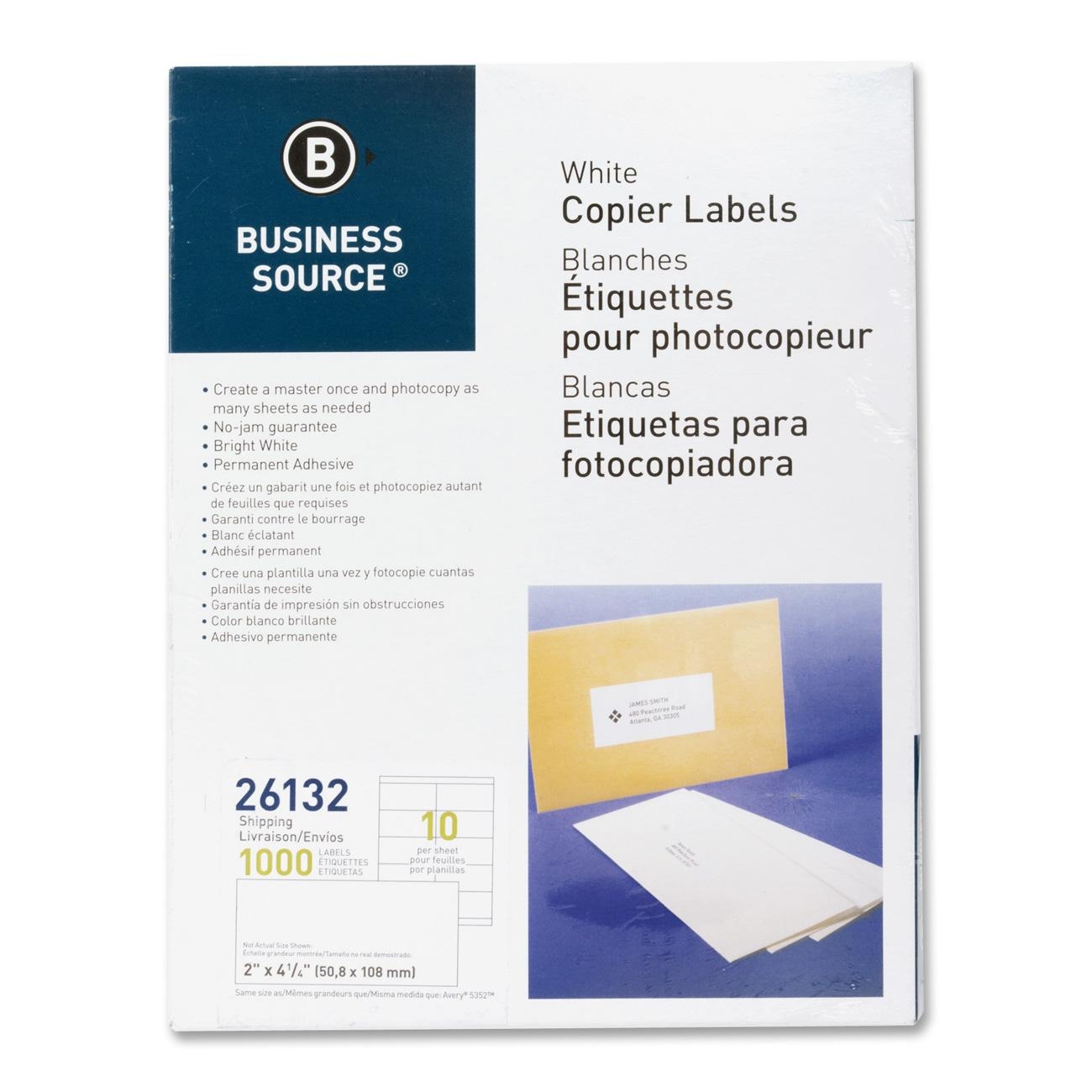 Business Source White Copier Mailing Label - LD Products