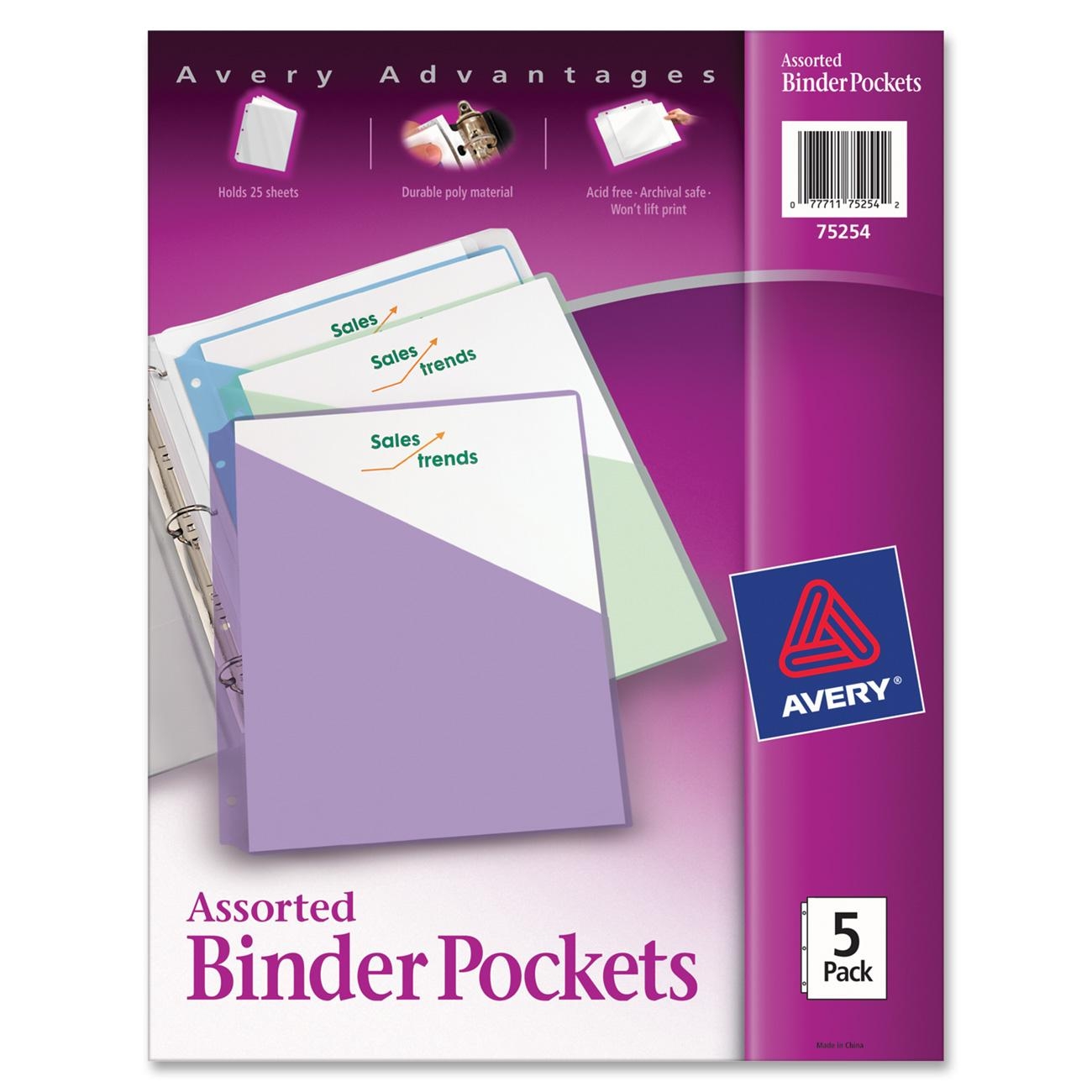 Avery Binder Pockets, 3 Ring Binders - Ld Products