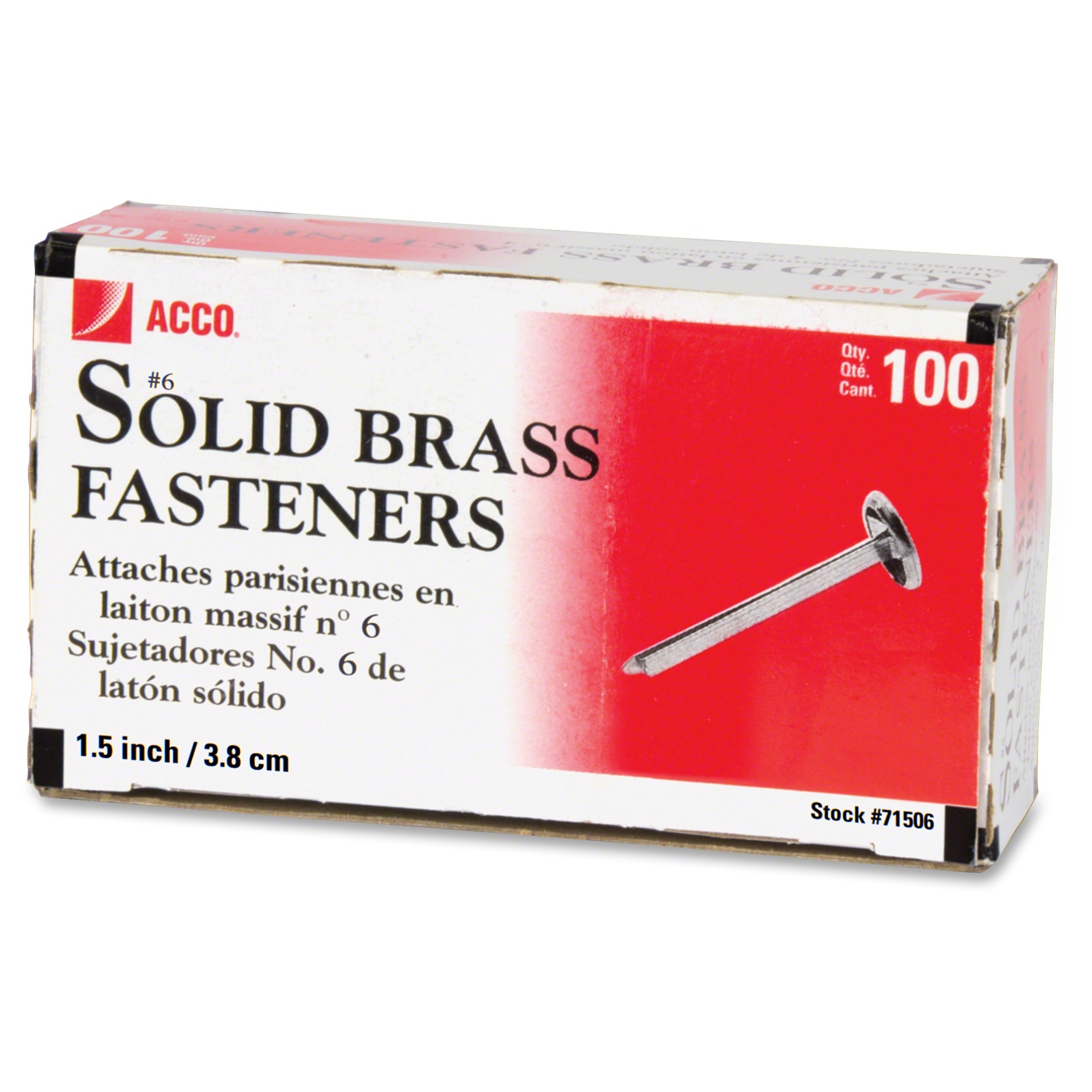 Acco Solid Brass Round Head Fasteners - 100 per box - LD Products