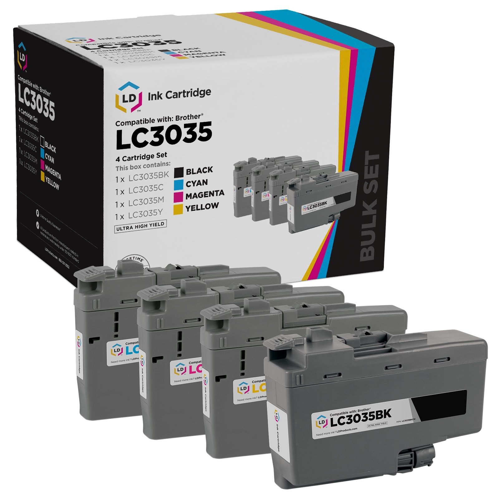 koffie creatief Pennenvriend Affordable 4-Cartridge Set For Brother LC3035 Ultra HY Ink - LD Products