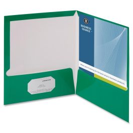 Business Source Two-Pocket Folders with Business Card Holder - LD Products