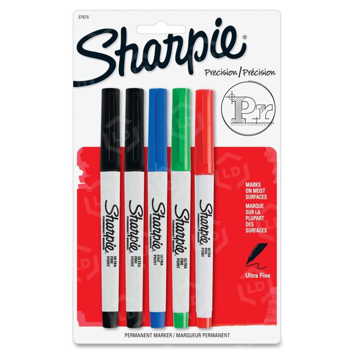 Sharpie Permanent Marker, Ultra-Fine Point, Assorted - 5 markers