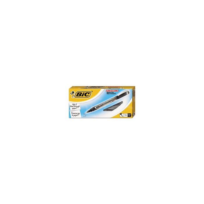 BIC Intensity Felt Pens, Fine Point, Black Ink, Dozen (FPIN11BK