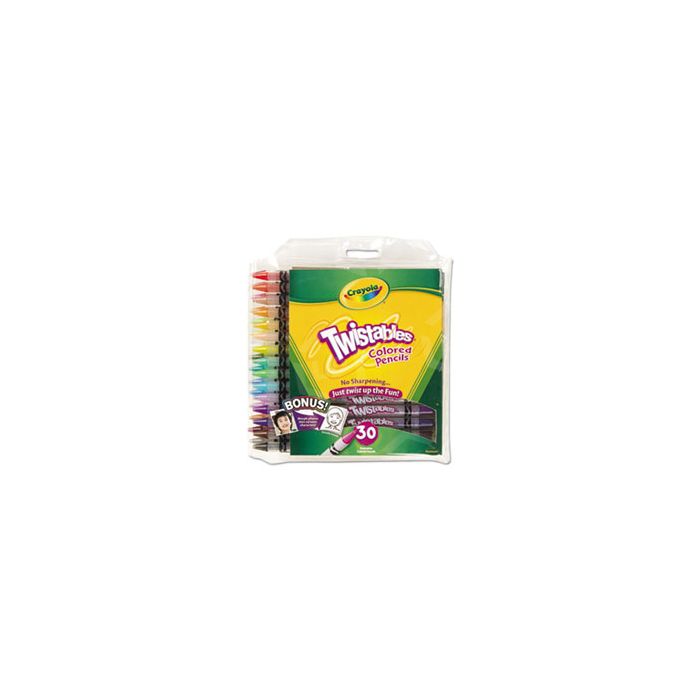 Crayola Twistables 687409 Colored Pencil With Pouch - Assorted Lead - Clear  Barrel - 30 / Pack