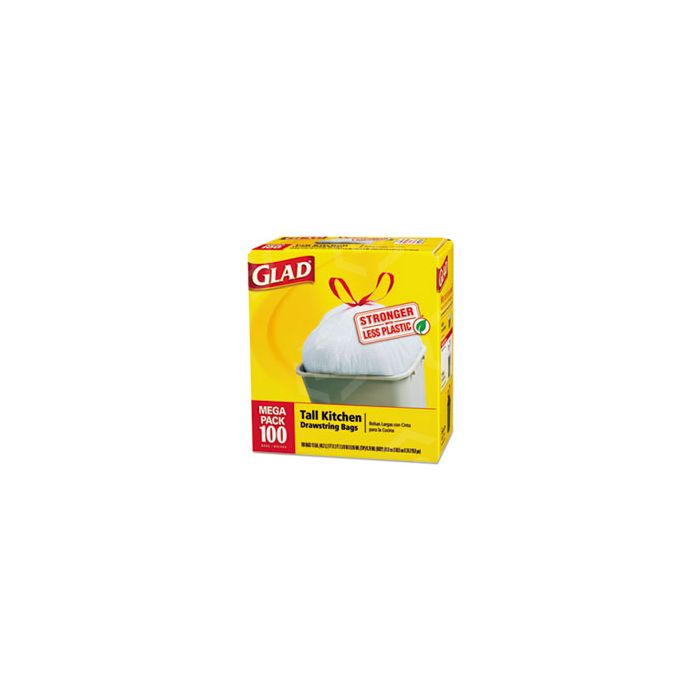 Glad CLO78526CT 13 gal Strong Tall Kitchen Trash Bags - Box of 100