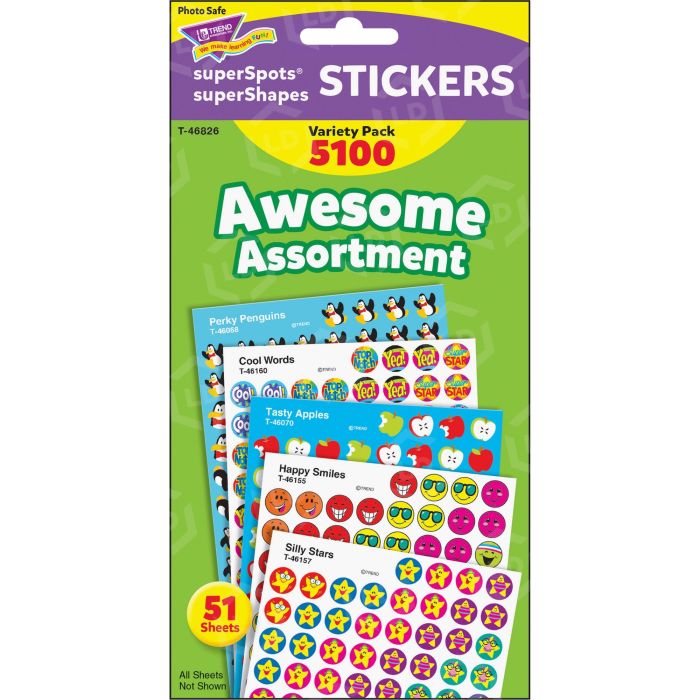 Trend TEPT46826 Awesome Assortment Stickers, Colossal Awesome - 5,100 stickers