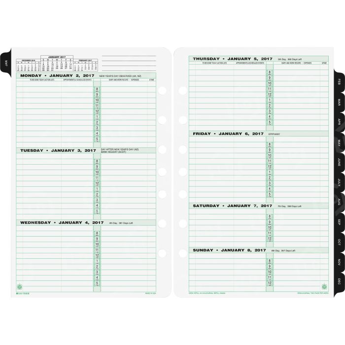 2018 Large Fonctionnal Weekly Agenda Refill - Complete - 