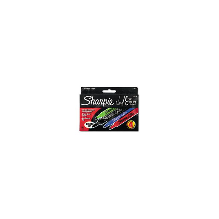 Sharpie Flip Chart Markers, Asstd Colors, 4/pkg - SAN22474, Sanford L.P.