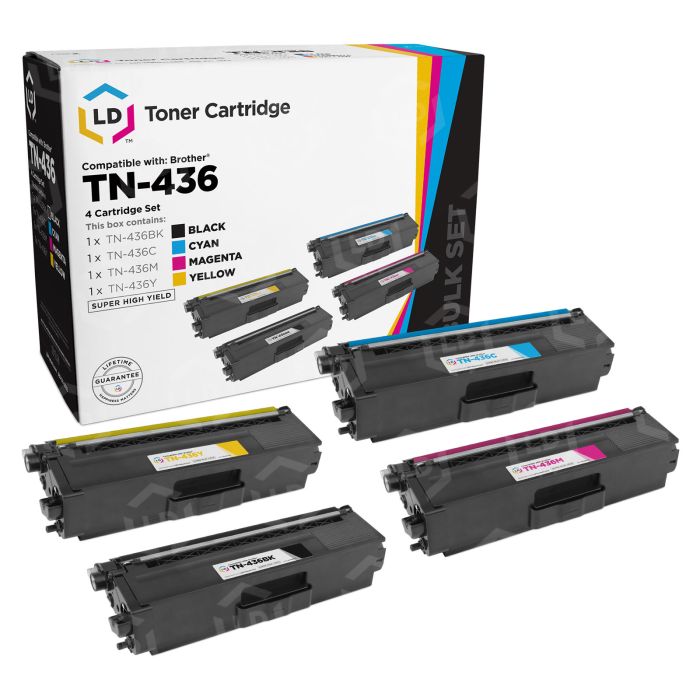 4-pack Brother TN436 CMYK  Extra High Yield Compatible Toner - LD