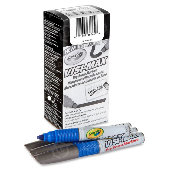 Crayola Dry Erase Markers (4 Count), Chisel Tip Visimax BL - 98-8902