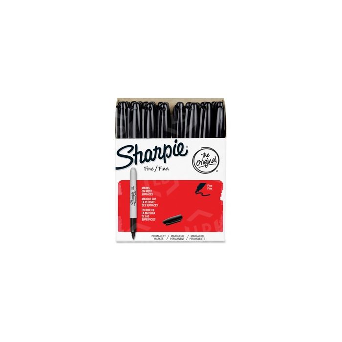 Sharpie 1884739 Black Fine Point Permanent Marker - 36/Box