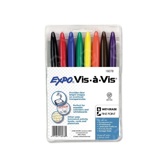 Expo Vis--Vis Wet Erase Overhead Transparency Markers - LD Products