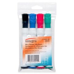 Integra Dry Erase Marker, Assorted - 4 Pack