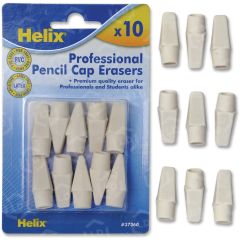 Helix Professional Hi-polymer Pencil Cap Erasers - 10 per pack