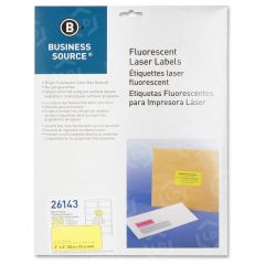 Business Source Fluorescent Laser Label - 250 per pack 2" Width x 4" Length - Laser - Neon Yellow