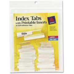 Avery Self-Adhesive Index Tabs With Printable Insert - 25 / Pack - Clear Tab