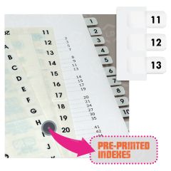 Redi-Tag Preprinted 11-20 Numbered Index Tabs - 104 per pack