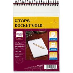 TOPS Docket Gold Classified Steno Book - 100 Sheets - 20 lb Basis Weight - 6" x 9" - White Paper