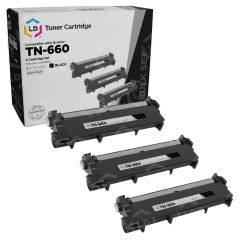 3 Pack Brother TN-660 High Yield Black Compatible Toner Cartridges