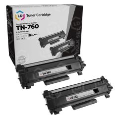 2 Pack Brother TN760 High Yield Black Compatible Toner Cartridges