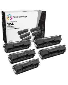5 Pack of Compatible Black Toners for HP Q2612A