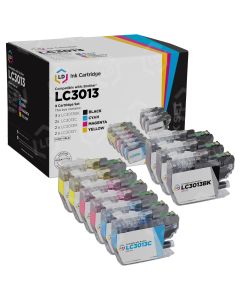 Set of 9 Brother Compatible LC3013 HY Ink Cartridges: 3x LC3013BK Black and 2 Each of LC3013C Cyan, LC3013M Magenta and LC3013Y Yellow