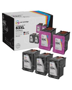 LD Remanufactured Black and Color Ink Cartridges for HP 63XL