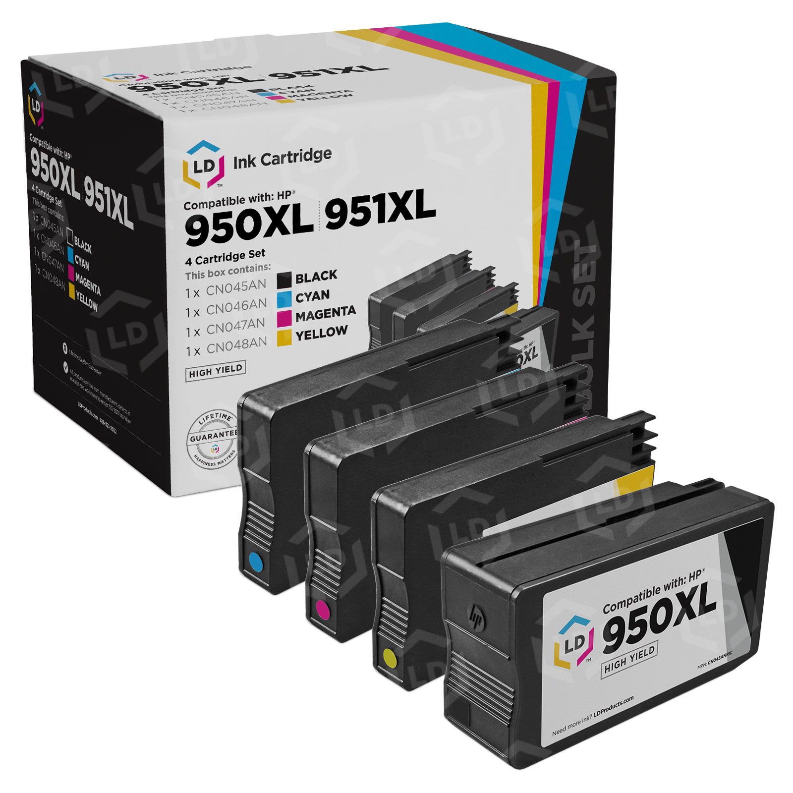 Compatible HP 950XL/951XL High Yield Ink Cartridges - 5-Pack Color