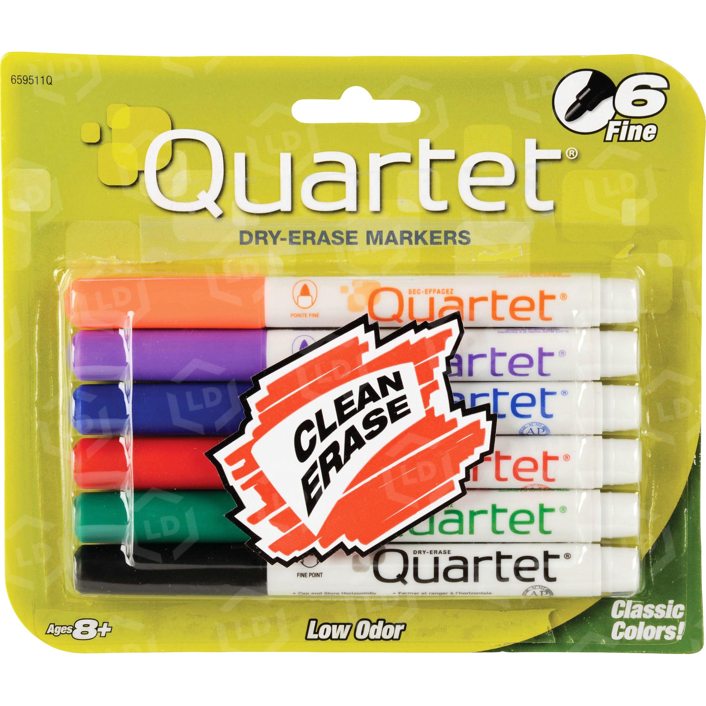 Quartet Classic Low Odor Dry-Erase Markers, Fine Tip, DryGuard Ink