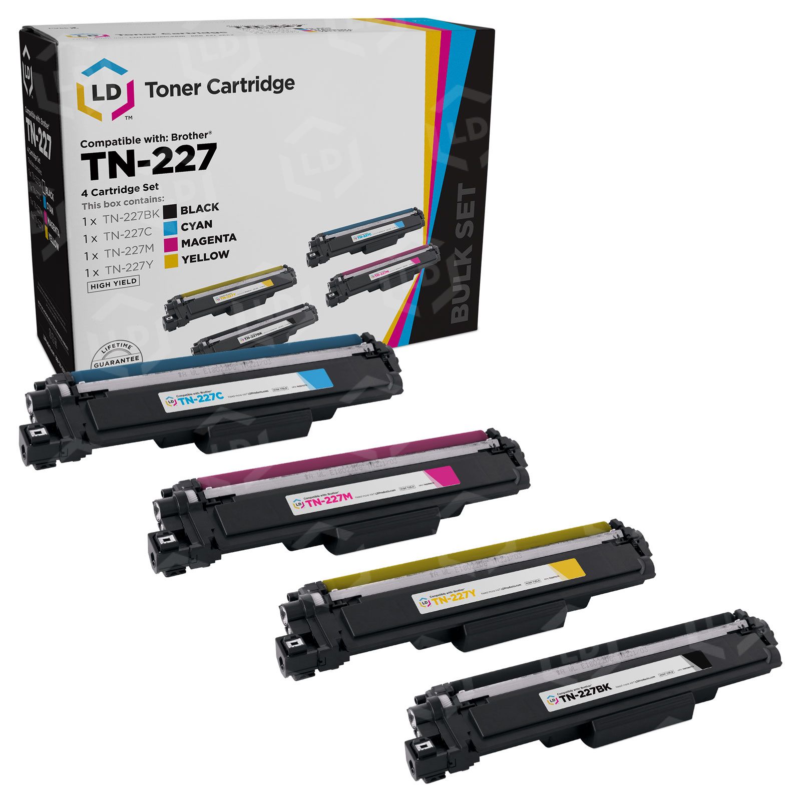Toner Bank TN227 Toner Cartridge Compatible with CHIP - Black/Cyan