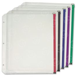 Cardinal Plastic Zippered Binder Pockets, 3-Hole Punched, Fits
