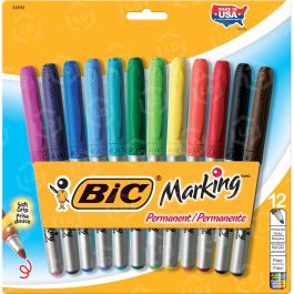 BIC Mark-it Fine-Point Permanent Markers, Red Ink, Silver Barrel