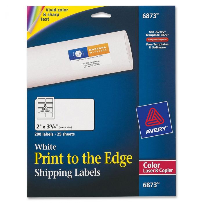 Avery Rectangle 2" x 3.75" Color Printing Label for Laser - 200 per pack (White) - LD Products