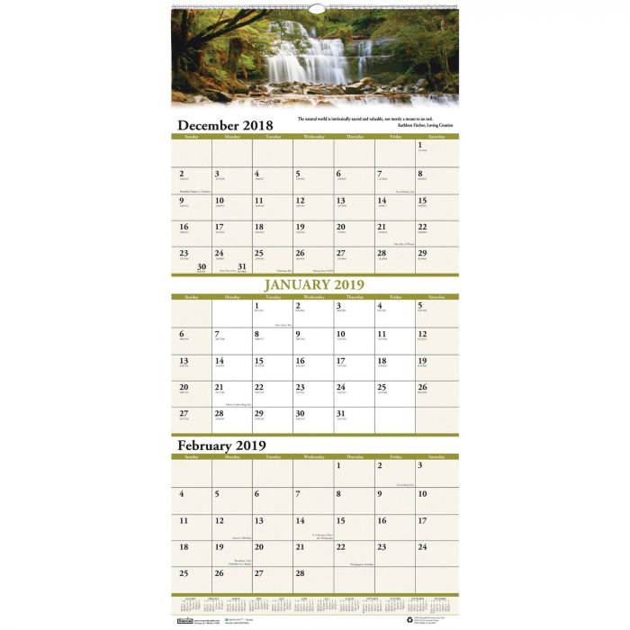 House of Doolittle Earthscapes Three Month Wall Calendar LD Products