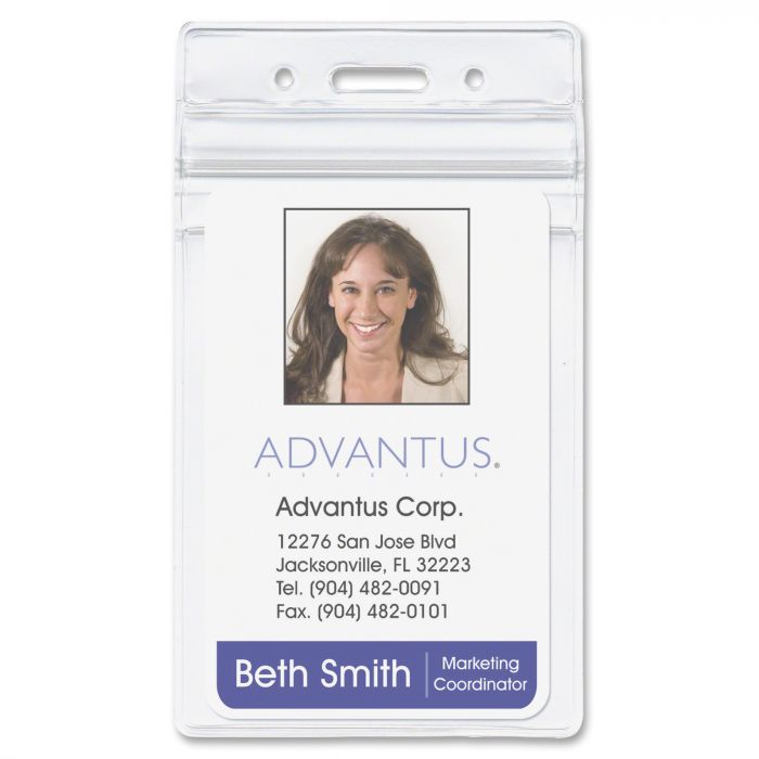 Advantus Vertical Re-sealable Badge Holder - 50 per pack - LD Products