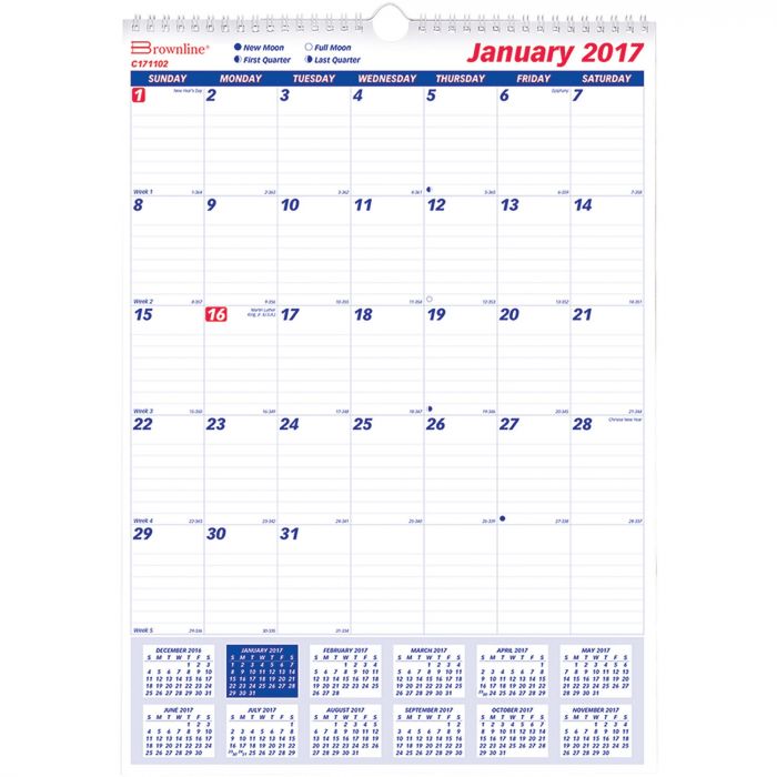 Brownline Monthly Wall Calendar LD Products