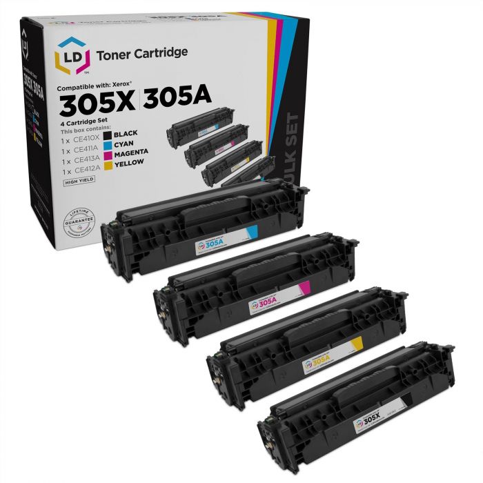 Set of 4 HP 305X / 305A Remanufactured - Best Value Cartridges - LD