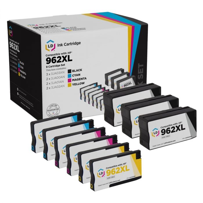 Set of 9 962XL Ink Cartridges Best Value Item - LD Products