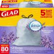 Glad 13-gal Medit. Lavender Drawstring Bags - CT per carton