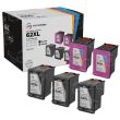 Remanufactured HP 62XL Black and Color Ink Cartridges