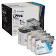 Set of 4 Brother Compatible LC20E Ink Cartridges: BCMY